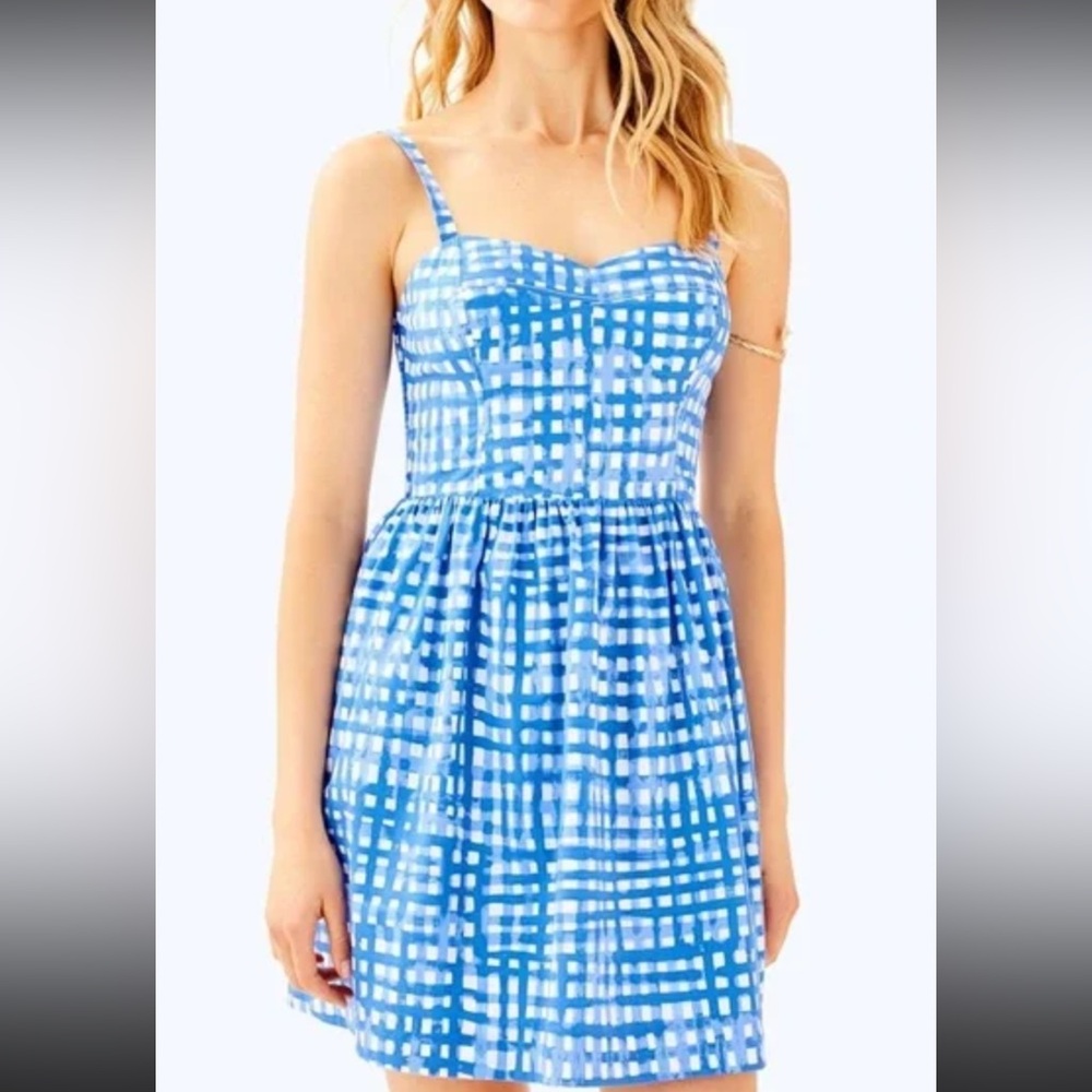 Lilly Pulitzer Ardleigh dress‎ feelin’ Beachy Bennett blue checkered watercolor